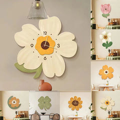 Simple Flower Wall Clock Flower Shape Slient Decor Birthday Living Creative Room Home Clock Gifts