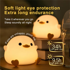 Xiaomi MIJIA LED Night Light Cute Duck Silicone Lamp For Children Kid Touch Sensor Timing USB Rechargeable Soft Light Eye Care