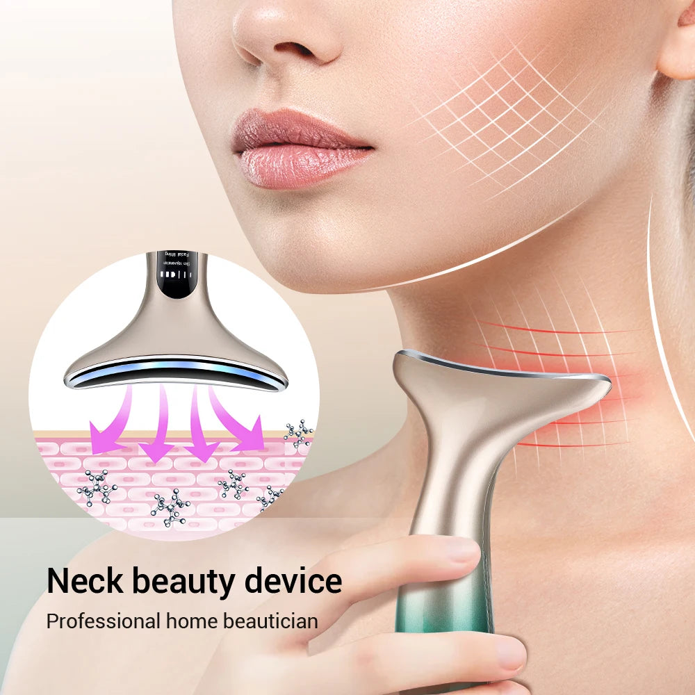 Neck Face Beauty Device 3 Colors LED Photon Therapy Skin Tighten Reduce Double Chin Anti Wrinkle Remove Skin Care Tools