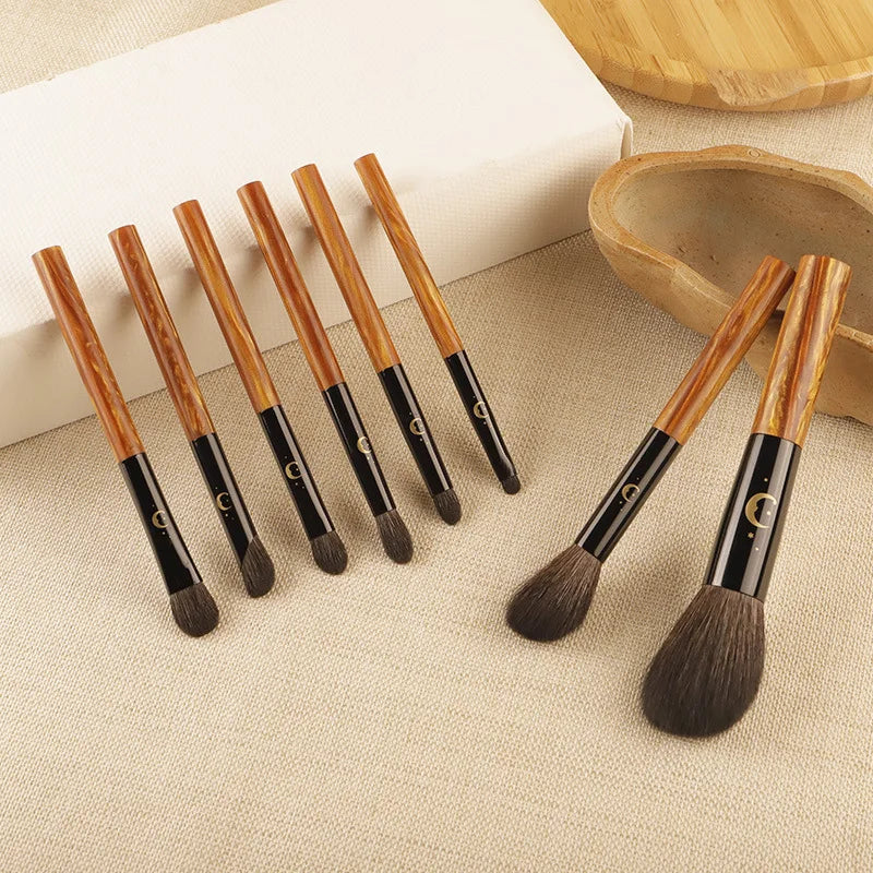 New animal hair 8 makeup brush set Brush resin/solid wood handle nose shadow eye shadow brush, multiple choice, makeup product