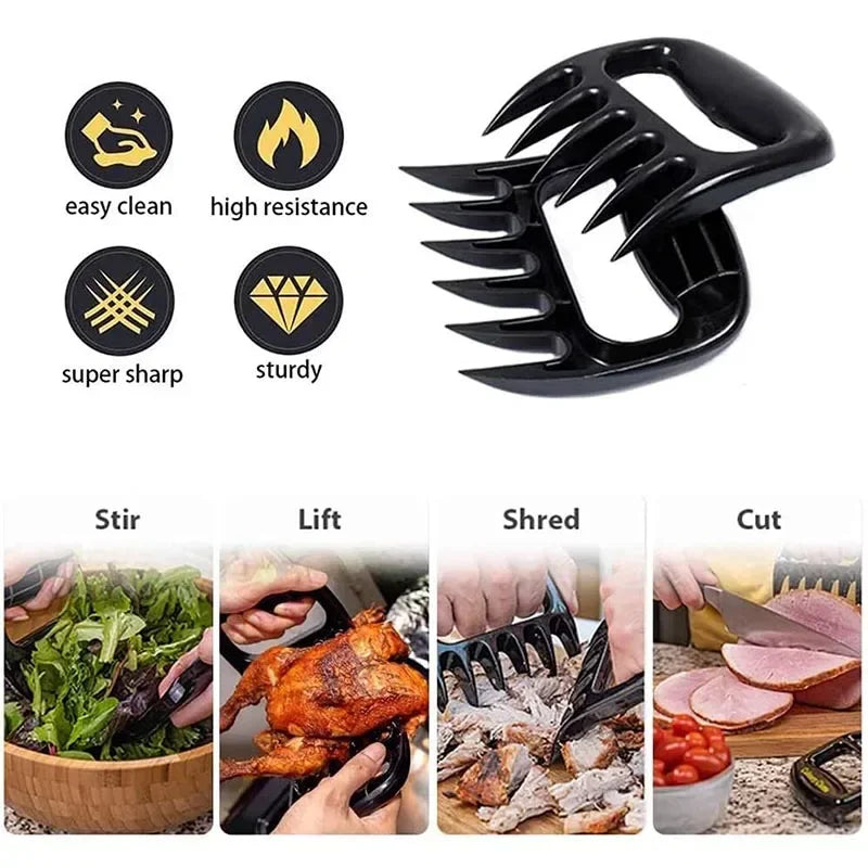 2Pcs Bear Claw Meat Separator Meat Fork Shredder Barbecue Handle Kitchen Food Fork Meat Slicer BBQ Grill Handler Kitchen Tools