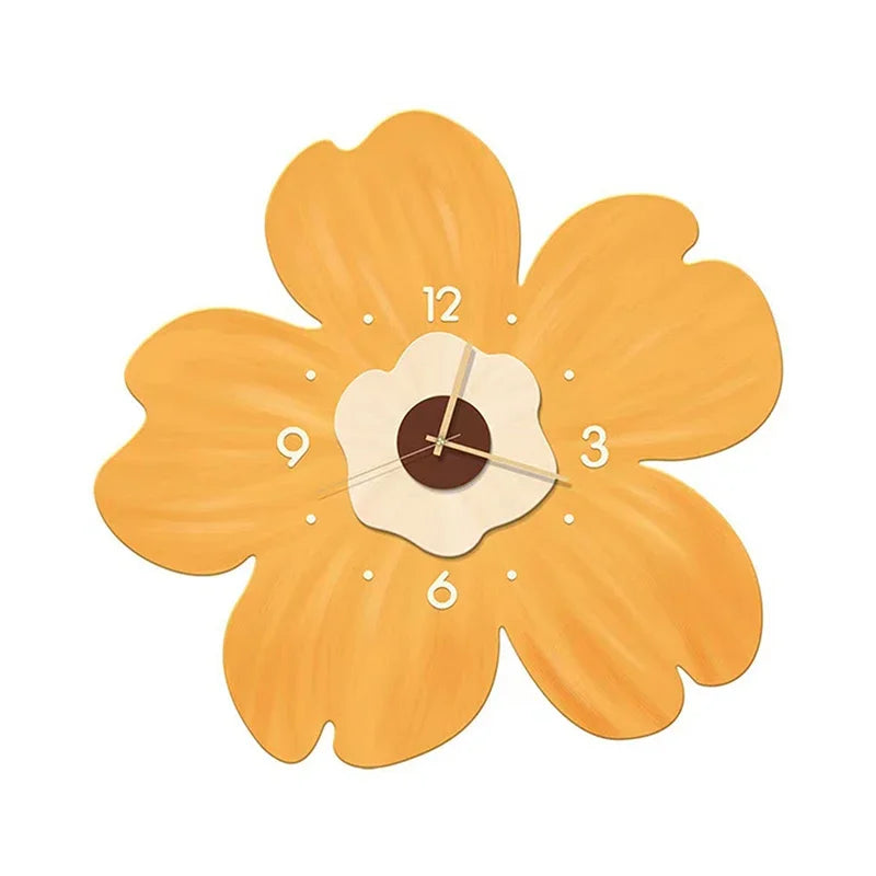 Simple Flower Wall Clock Flower Shape Slient Decor Birthday Living Creative Room Home Clock Gifts