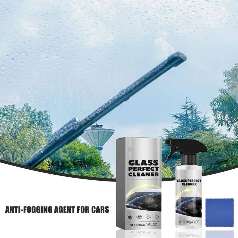 Car Glass Cleaner Spray 120ml Car Window Cleaner Dust-Free Cloth Included Automotive Cleaning Products