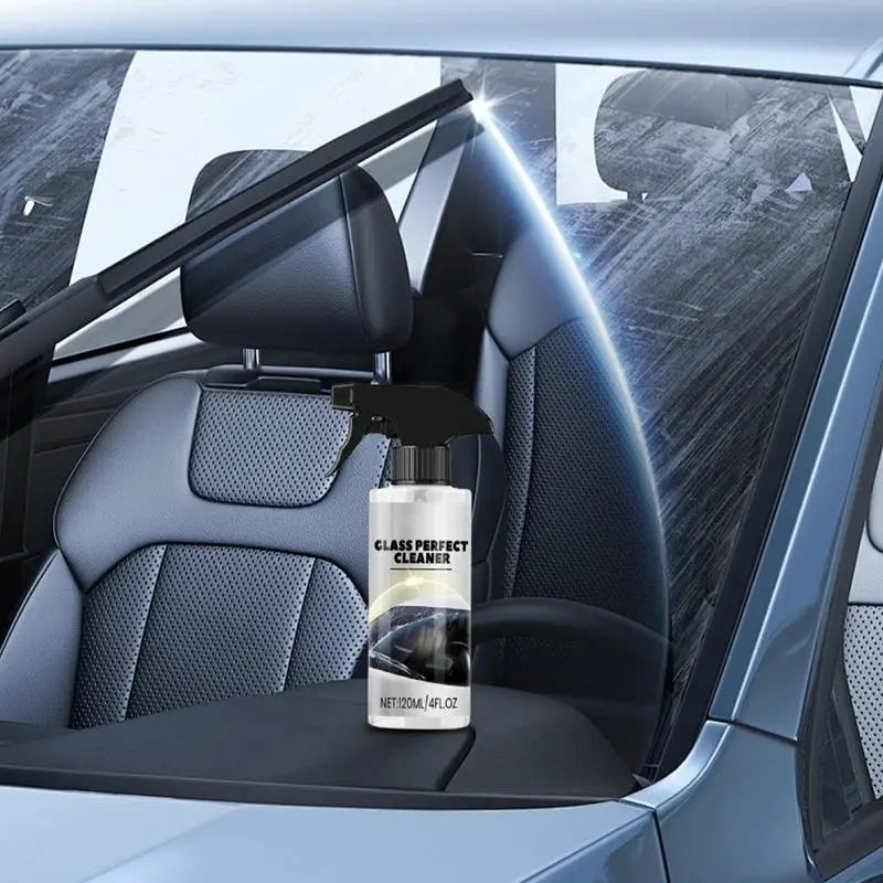 Car Glass Cleaner Spray 120ml Car Window Cleaner Dust-Free Cloth Included Automotive Cleaning Products