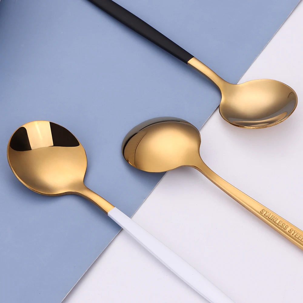 3/6 Pieces Gold Stirring Teaspoons Stainless Steel Coffee Spoon Set Ice Cream Cake Dessert Mini Spoon Afternoon Party Cutlery