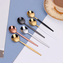 3/6 Pieces Gold Stirring Teaspoons Stainless Steel Coffee Spoon Set Ice Cream Cake Dessert Mini Spoon Afternoon Party Cutlery