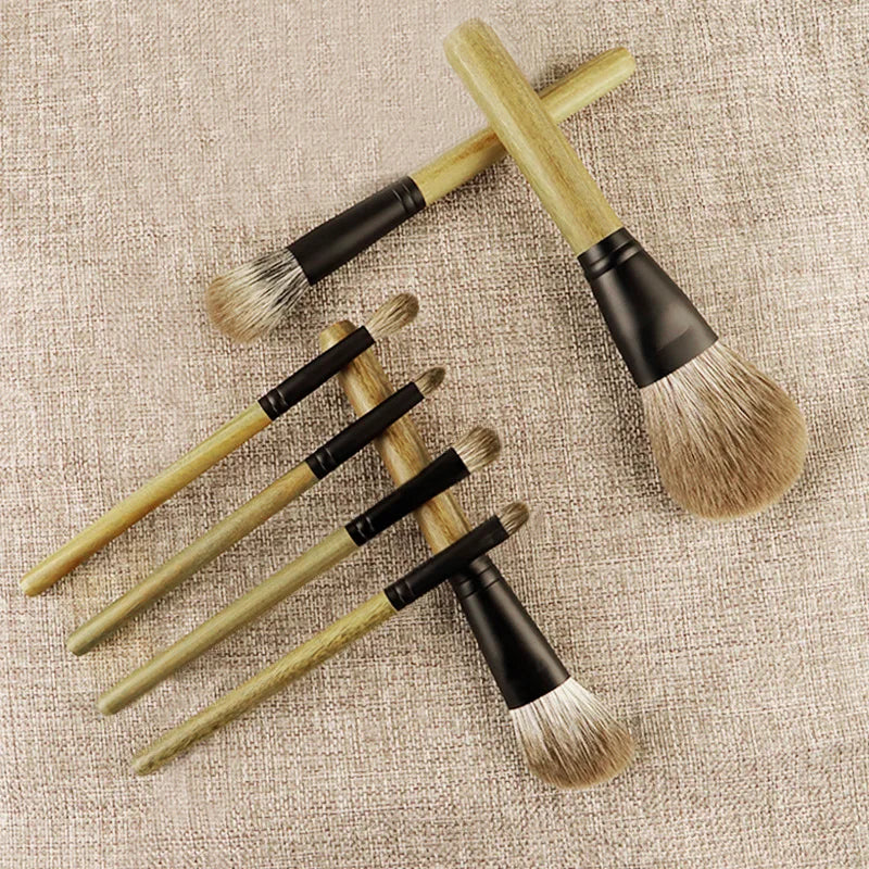 New animal hair 8 makeup brush set Brush resin/solid wood handle nose shadow eye shadow brush, multiple choice, makeup product