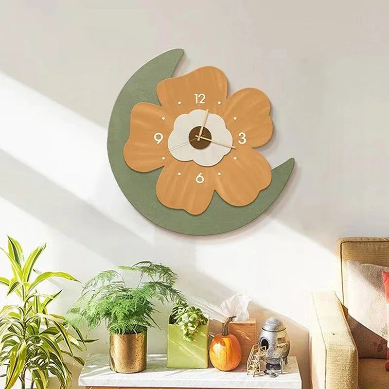 Simple Flower Wall Clock Flower Shape Slient Decor Birthday Living Creative Room Home Clock Gifts