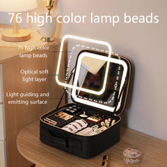 Smart LED Cosmetic Case with Mirror Cosmetic Bag Travel Makeup Bags for Women Fashion Portable Storage Bag Travel Makeup Bags