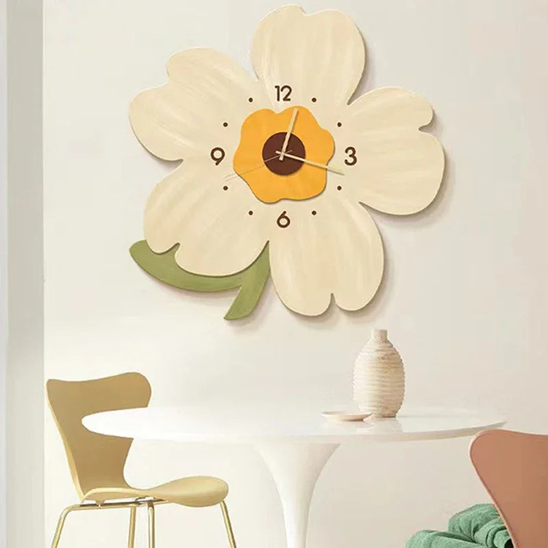 Simple Flower Wall Clock Flower Shape Slient Decor Birthday Living Creative Room Home Clock Gifts