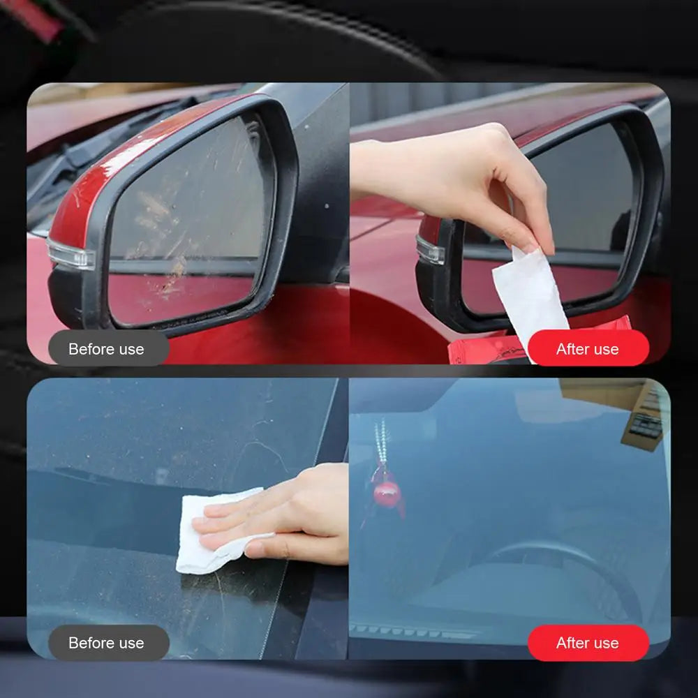 Car Glass Oil Film Removal Wipes Windshield Glass Cleaner 10PCS Car Windshield Cleaning Wipes Compact Portable Dusting Wipes For