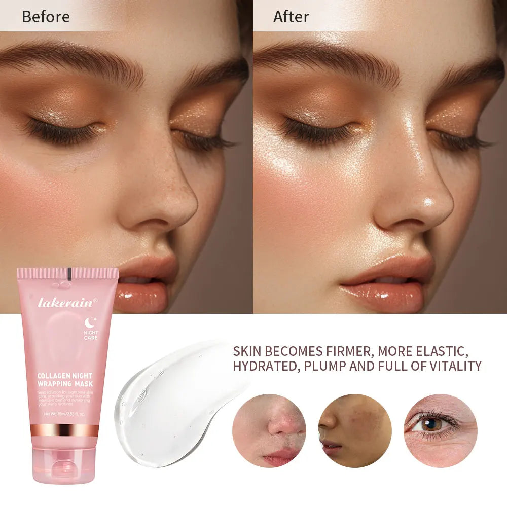 Night Collagen Wrapping Mask Rejuvenation Moisturizing Brightening Korean Face Mask Make Glowy Skin Elasticity Facial Mask