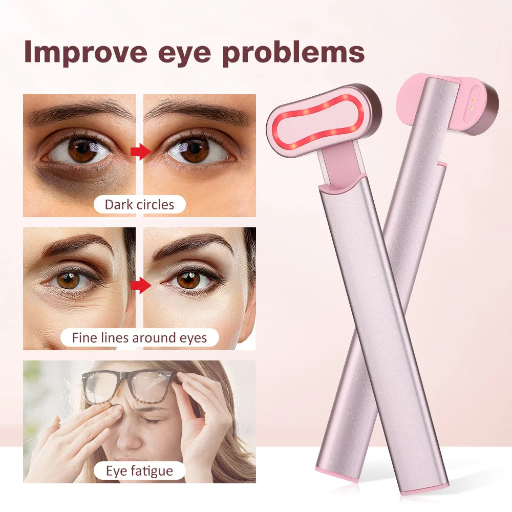 EMS Eye Massage Beauty Device 360° Rotation Microcurrent Hot Compress Removal Wrinkle Dark Circles Anti Aging Face Eye Massager