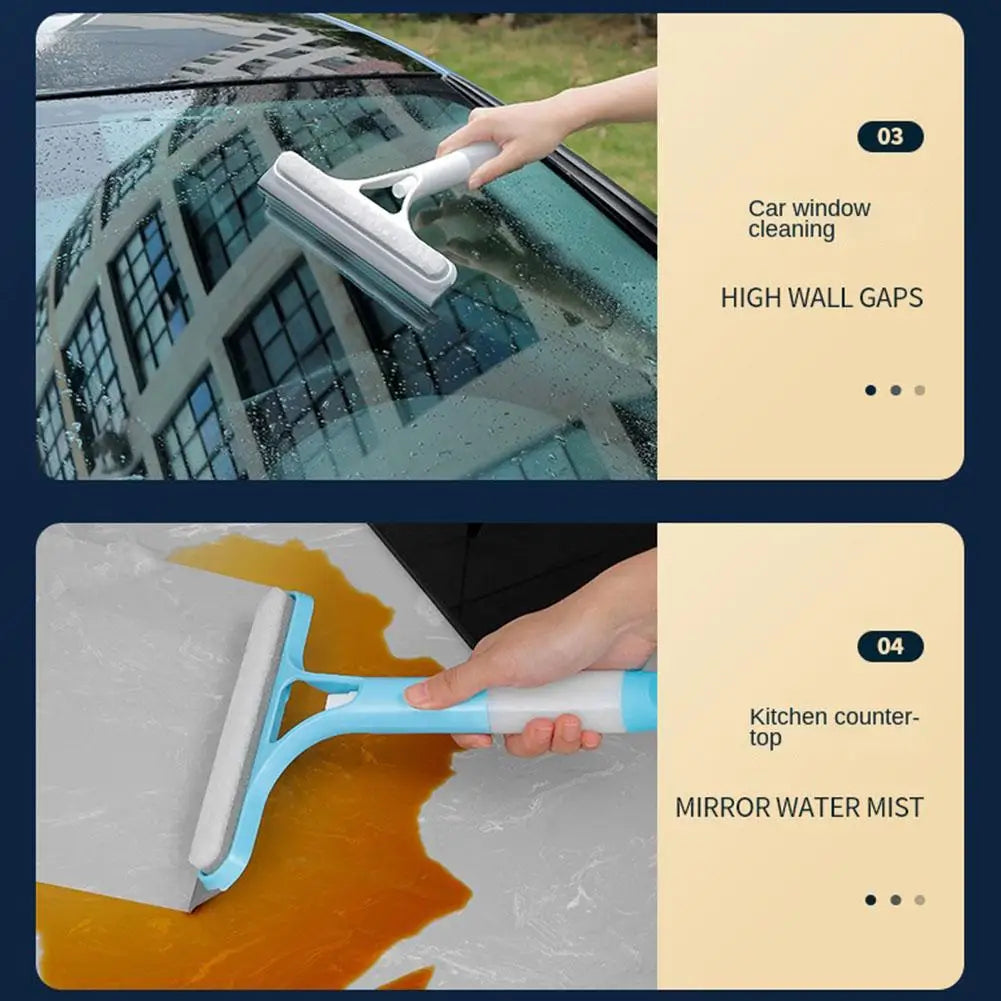 Double Sided Water Jet Shower Squeegee Glass Window Cleaning Accessories Rubber Wiper for Tiles Shower Doors Bathroom Mirrors